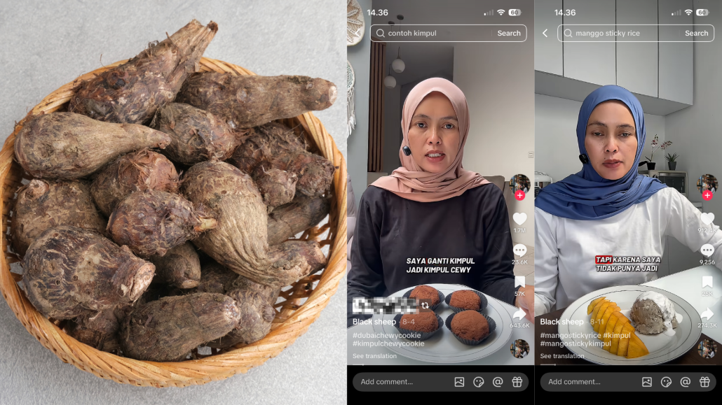Kimpul, umbi lokal yang kini diolah menjadi berbagai hidangan kekinian, seperti cookies hingga mango sticky rice. (sumber: @black.sheep8208)